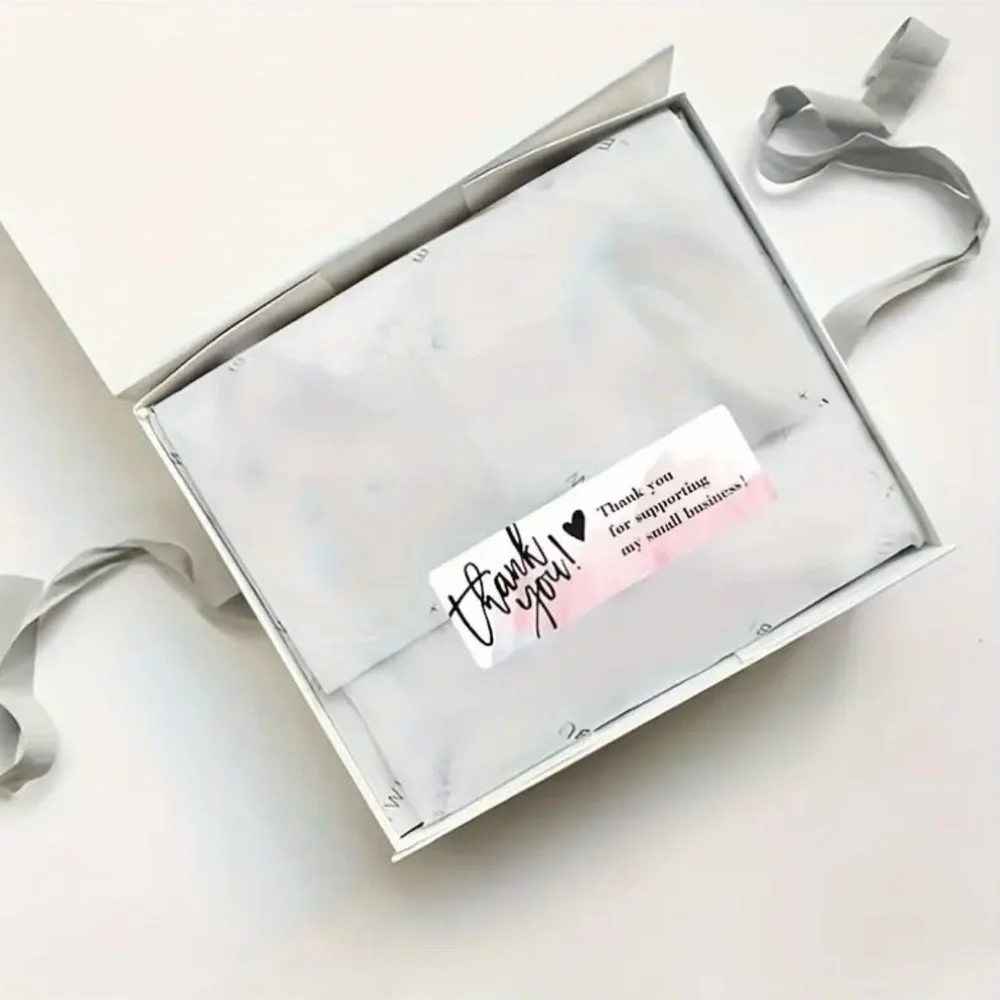 Thank You Label Roll - White and Pink, NEW